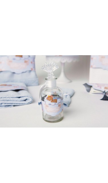 Trusou de botez pentru baieti cu ursuleti si baloane de aer cald, Puf Teddy Bear 22